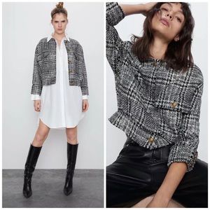 ZARA Tweed Bomber Jacket